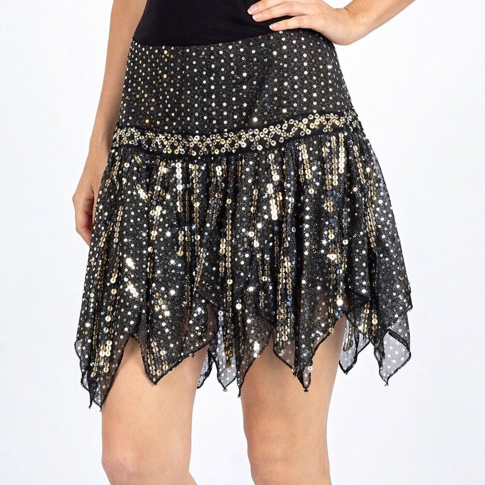 Black & Silver Sequin Dance Skirt – Layers